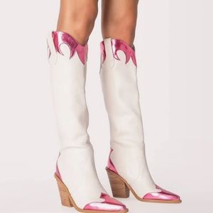 Pink & white cowboy/ cowgirl boots